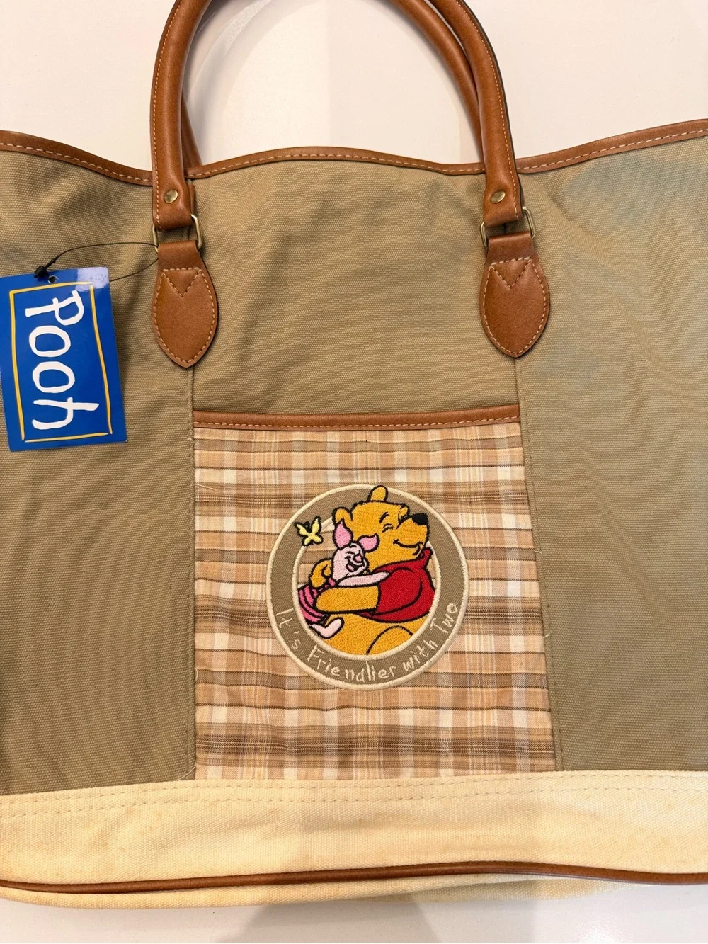 Disney RARE Winnie The Pooh Baby Diaper Bag Canvas Tote Large AS IS‎ Stained